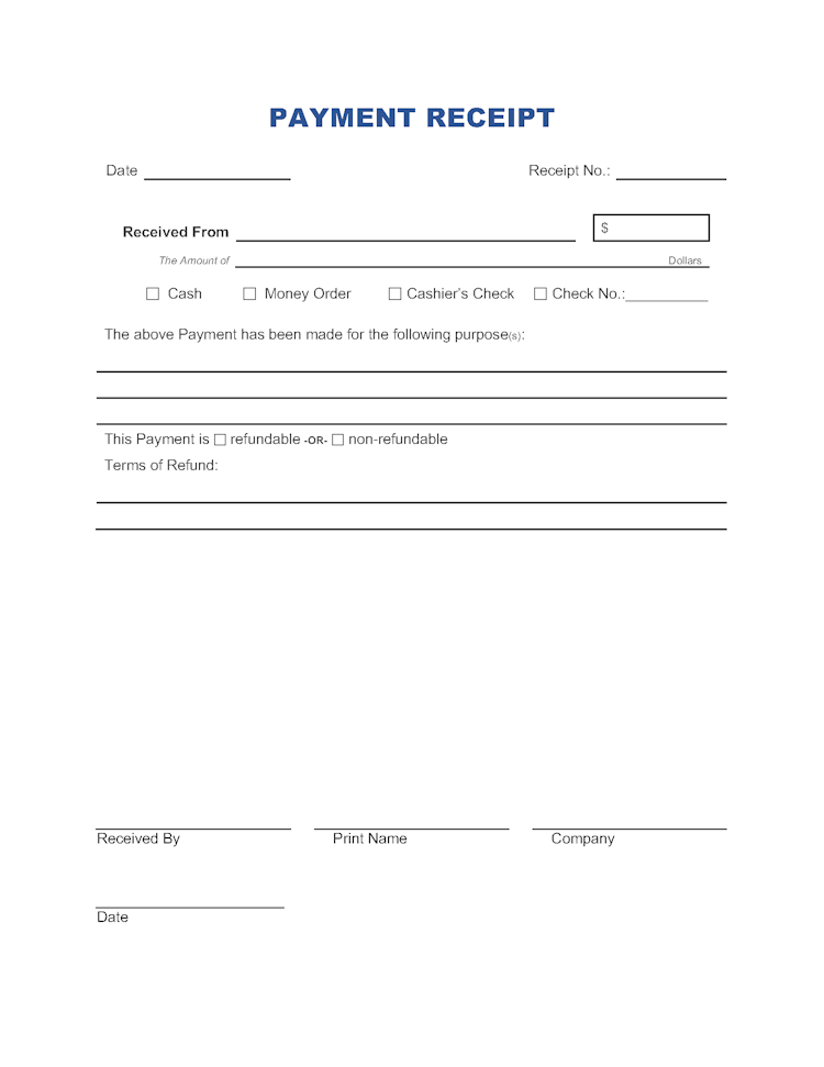 Payment Receipt Template file