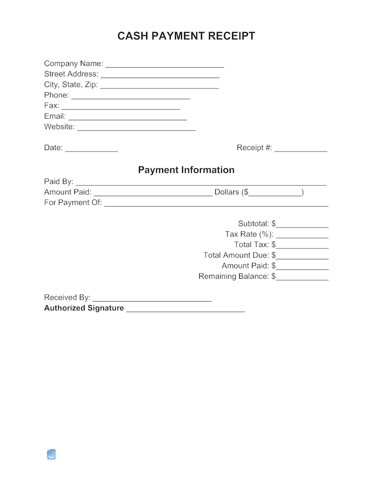 Cash Payment Receipt Template file